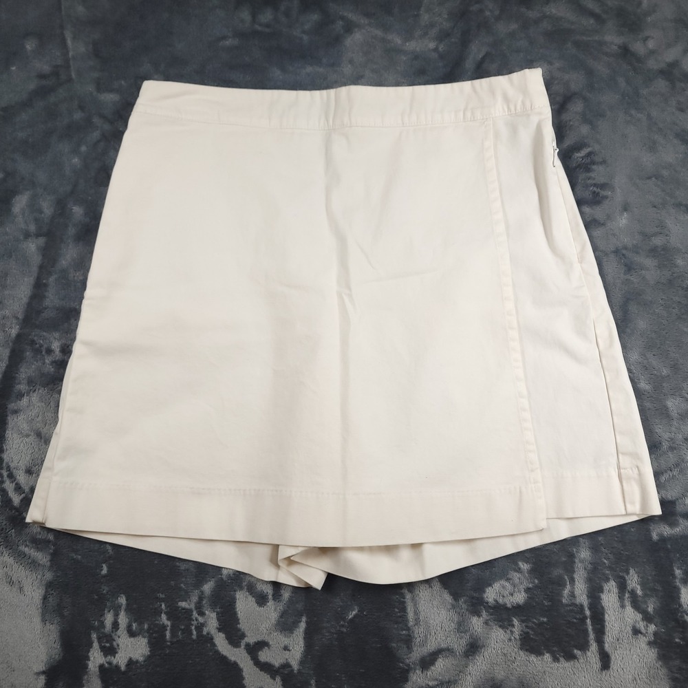 Boston Proper High Rise Side Slit Zippered Mini‎ Skort White - Size 8